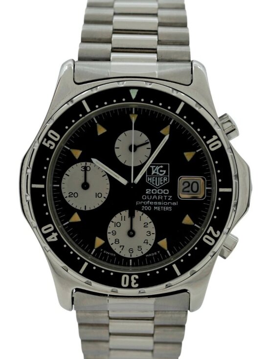 Tag Heuer 37mm Men\'s 2000 Series Chronograph Black Dial Watch! Ref: 273.206!